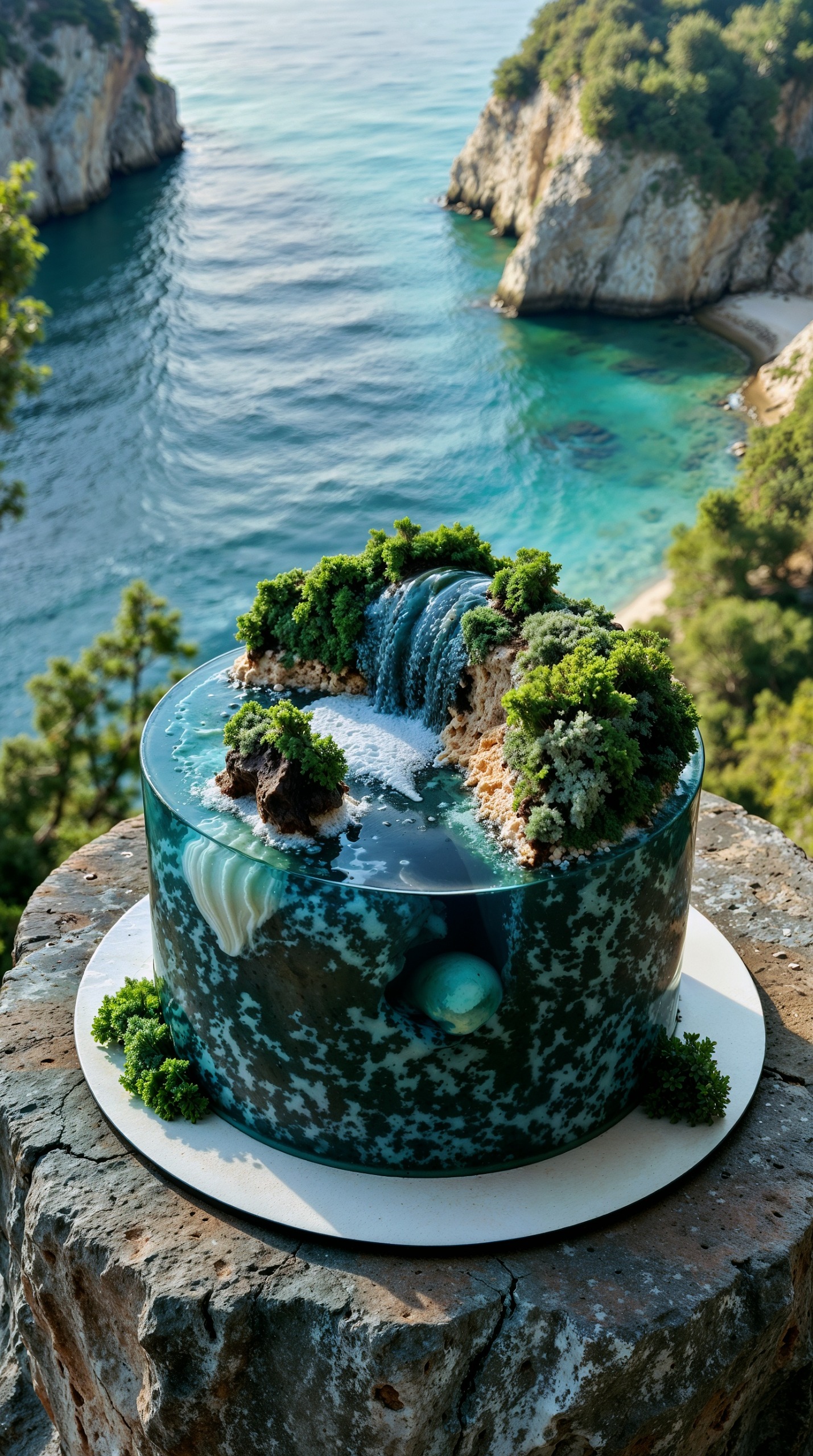 Xtl Process Ai-generated Waterfall Cake By The Sea Nature Inspired Dessert | AI Video